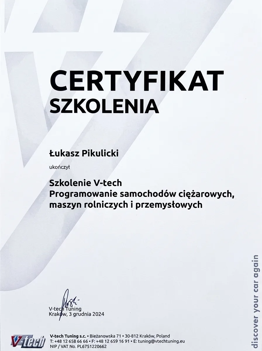 Certyfikat V-tech Tuning